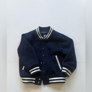 Baby gap Navy Blue Varsity Jacket with Striped Trim size 3